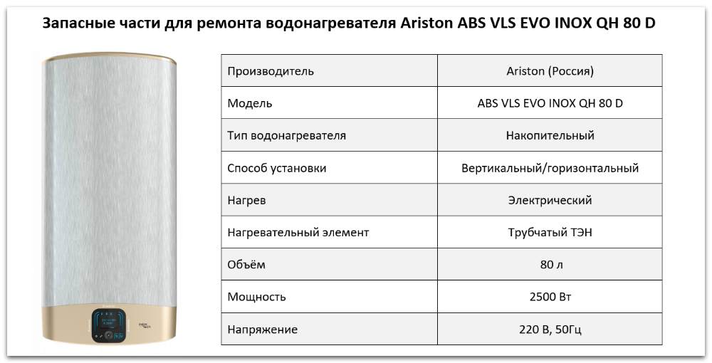 Купить запчасти Ariston ABS VLS EVO INOX QH 80 D в Тамбове