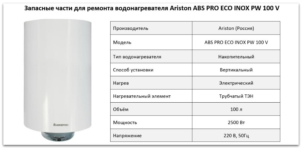 Купить запчасти Ariston ABS PRO ECO INOX PW 100 V в Тамбове